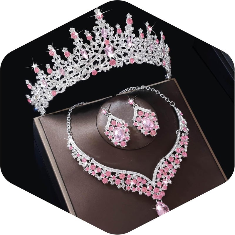 Kamirola Tiaras and Crowns for Women,Tiaras Earrings Necklace, Crystal Bridal Jewelry Set, Costume Party Halloween Prom Pageant Jewelry for Women (TR28) - Image 1